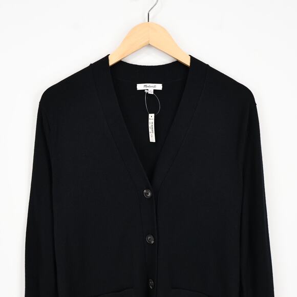 NWT Madewell 100% Merino Wool Relaxed Fit Boyfriend Cardigan True Black Size XS - Picture 6 of 14